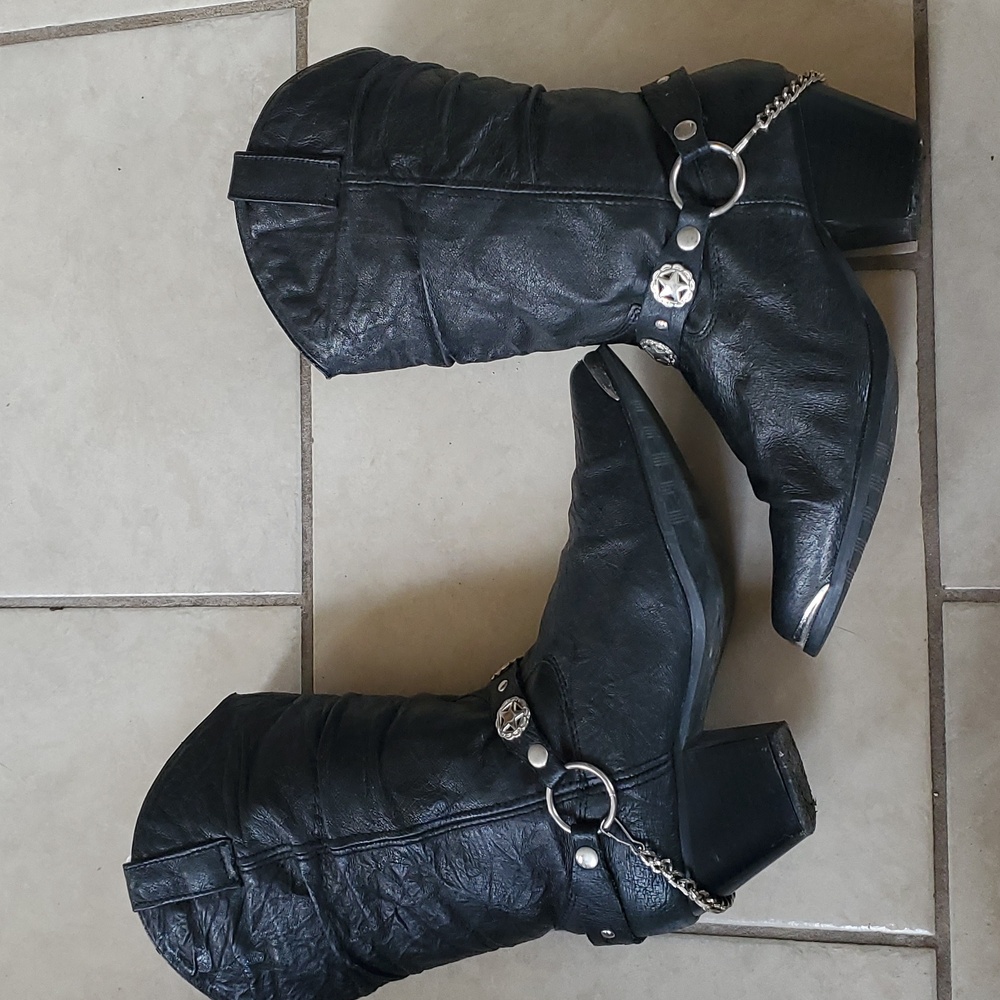 Dingo Black  Leather Boots